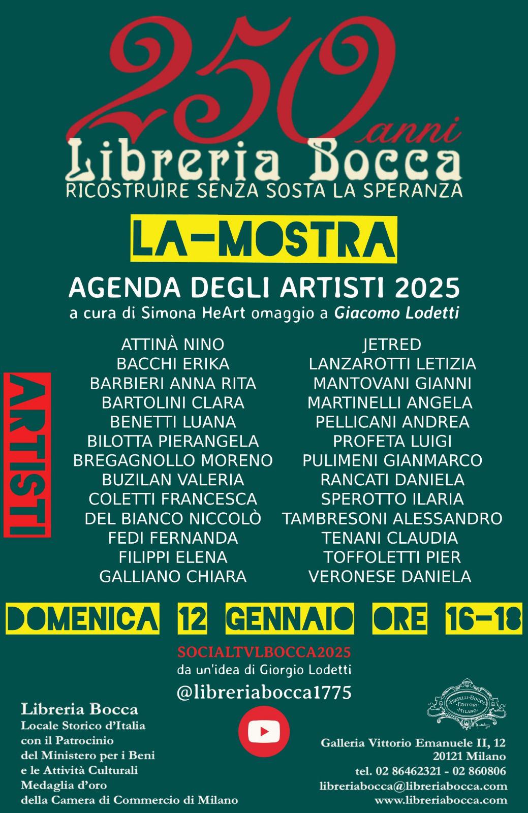 MOSTRA AGENDA DEGLI ARTISTI 2025 | Milano dal 12 al 24 Gennaio&nbsp;2025